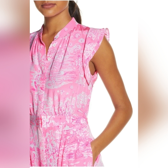 Lilly Pulitzer silk Palm Springs beach nudes swimmers story print dress - Picture 6 of 16